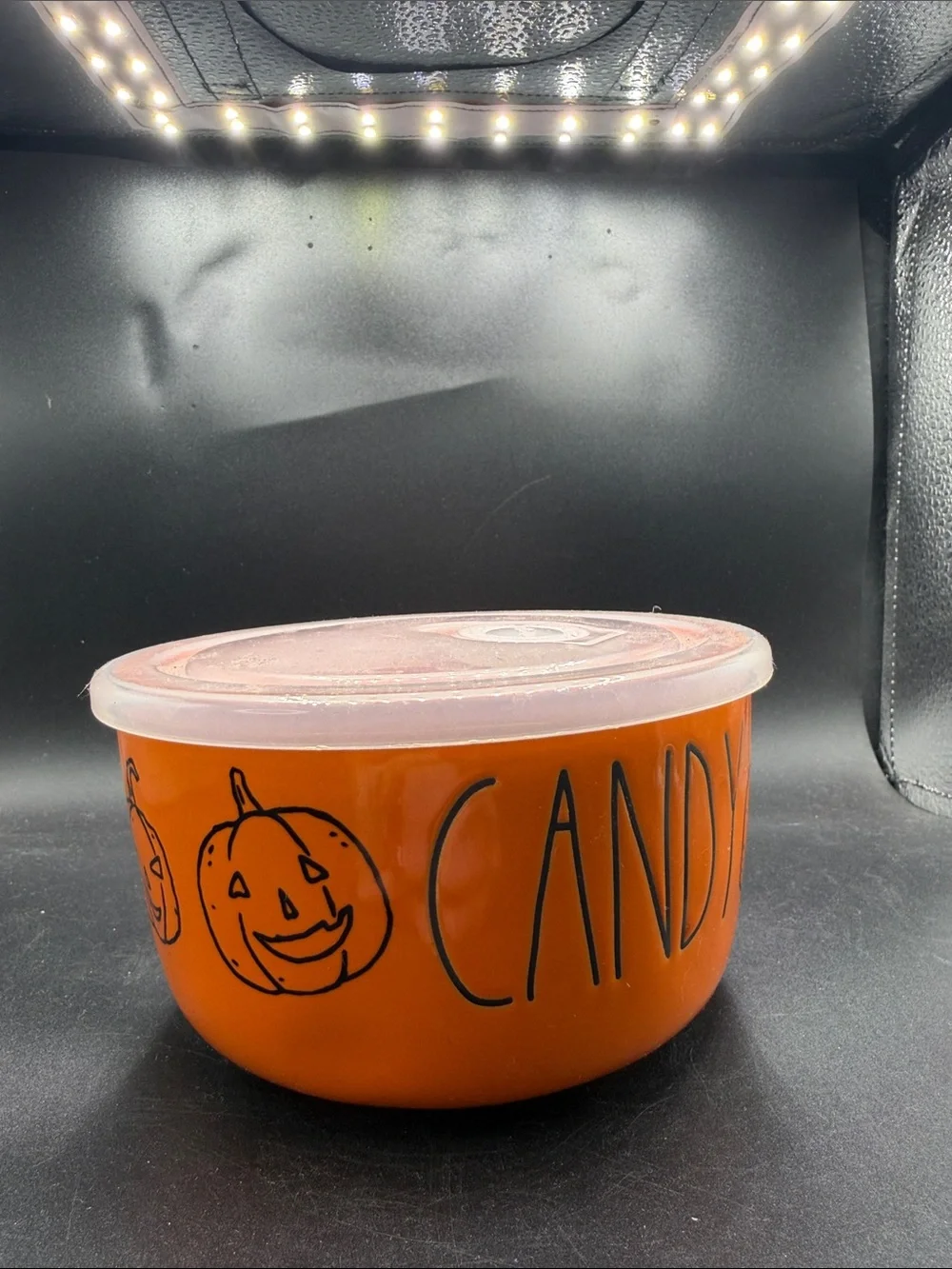 Rae Dunn Halloween Candy Bowl with Lid - Orange